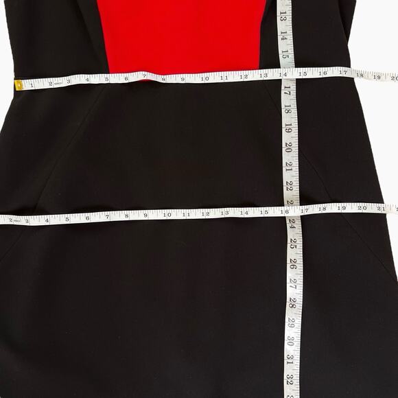 Calvin Klein Suit Set Dress Jacket Womens 14 Red Black Ponte Knit Sophisticated - Picture 11 of 16